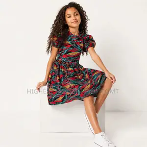 Kids Ankara Puff Sleeve Dress