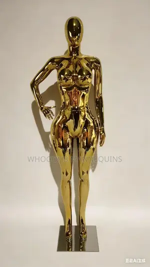Chrome Gold Female Mannequin Size 12/14 One Hand on Waist Posture