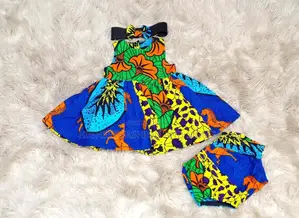 Print Baby Dress With Headband and Pant