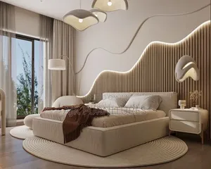 Luxury Modern Bed Frame With Led Wall Panel