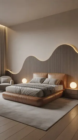 Luxury Modern Bed Frame With Led Wall Panel