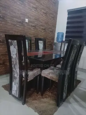 Dining Table With Glass Top and Six Chairs