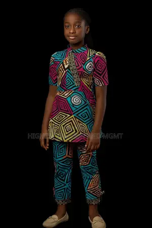 Colorful African Print Two-Piece Outfit for Girls