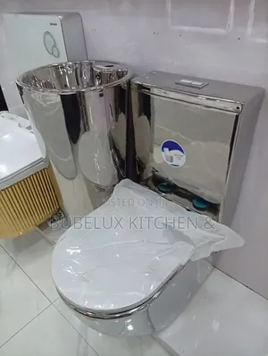 Stainless Steel Wc Toilet With Basin Combo Mirror Finish