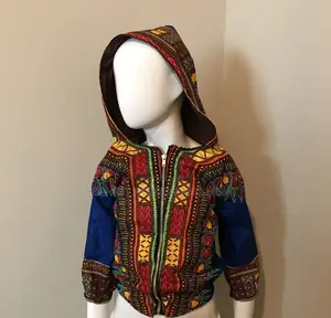 Childs' Royal Blue Hooded Dashiki Bomber Jacket