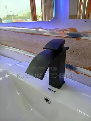 Hwani Matte Black Waterfall Basin Mixer Tap Modern