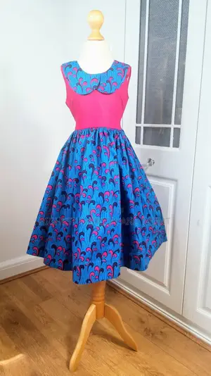 Short Sleeveless Blue and Pink Dress