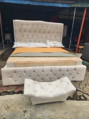 Cream Coloured 6by6 Padded Bed Frame