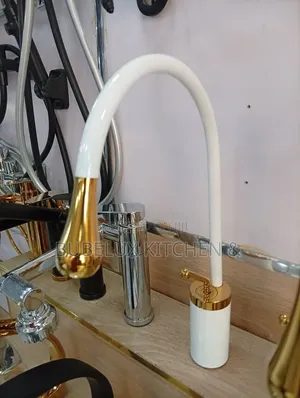 White Gold Flexible Gooseneck Kitchen Tap Basin Mixer