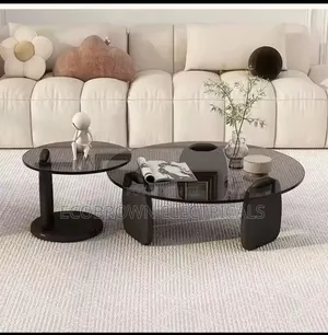 Black Glass Round Table Set Modern Multi Coffee/Side for Living Room