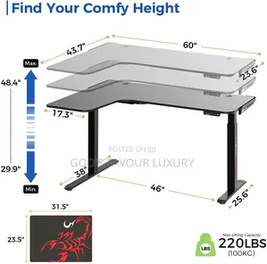 Office L Shape Electric Adjustable Desk