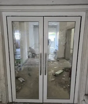 Premium White Aluminium Swing Door With Clear Glass