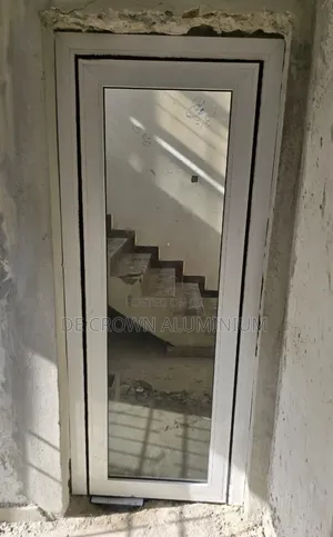 White Aluminium Single Panel Swing Door With Clear Glass