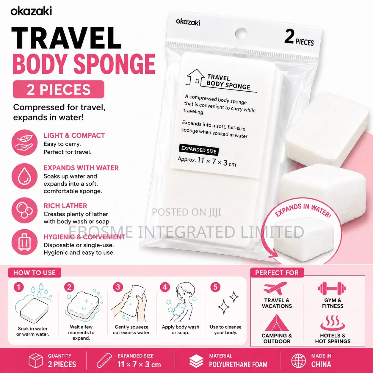 Travel Body Sponge ( 2 Pcs )