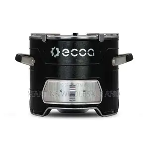 Jikokoa Ecoa Charcoal Stove Featuring a Modern Black Design With Brush