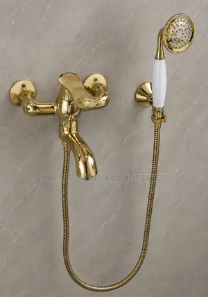 Luxury Gold Wall-Mounted Bath/Shower Mixer With Hand Shower