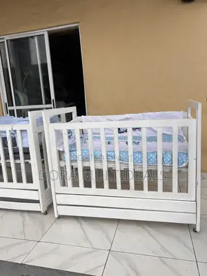 Imported Wooden Baby Crib With Mattress, Bumper, Tires and Bed Cover
