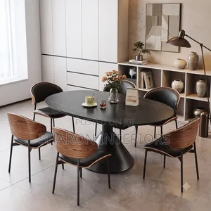 The Modern Walnut Black Dining Set