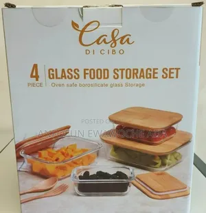 4-Piece Borosilicate Rectangular Glass Food Storage Set