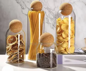 4-Piece Borosilicate Glass Food Storage Set With Cork Lids
