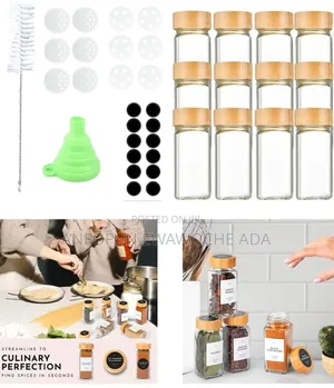 12-Piece Glass Spice Jar Set With Bamboo Lids