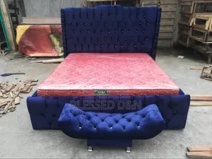 Super Luxury 6/6 Navy Blue Upholstery Bed