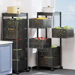 360° Rotating Kitchen Shelf, Mobile Storage Trolley