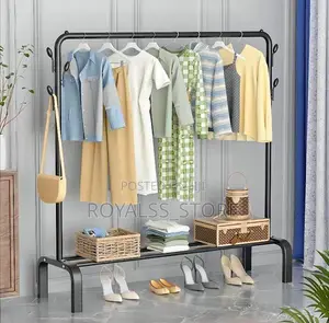 Single Pole Metal Cloth Hanger With Wheels
