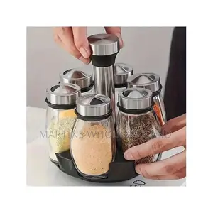 Generic 6-Piece Rotating Spice Rack Organizer Features Clear Glass Jar