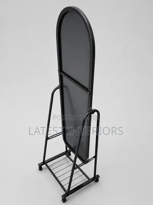 Movable Standing Dressing Mirror With Storage Shelf