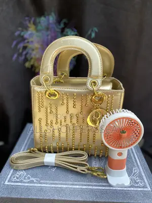Gold Bag With Mini Hand Fan