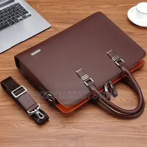 High Quality Men Genuine Leather Wristwatch Laptop Bag