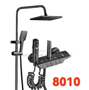 Luxury Matte Black Rain Shower Set With Bidet Sprayer Hand Shower.