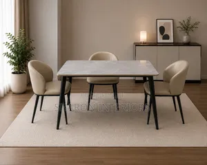 Modern 4-Seater Marble-Effect Dining Set