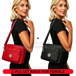 Black Red 2 PC Set Bags for Women