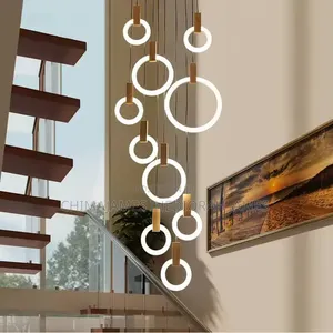 Solid Wood Ceiling Chandelier Stair Entrance Modern Bedroom Living