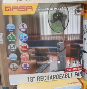 Qasa 18 Inch Rechargeable Fan With Bluetooth and Fm Radio