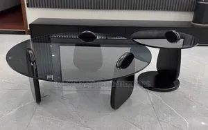 Luxurious Glass Table With Wooden Leg