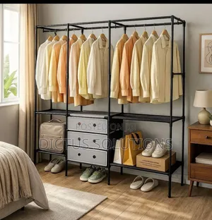 Cloth Wardrobe Rack Storage Organizer With Shoe Cabinet