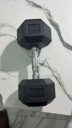 10 Kg Rubber Hex Dumbbells (Pair) – Premium Gym Weights