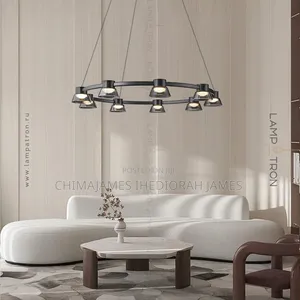Italian Modern Minimalist Glass Dining Table Ring Chandelier