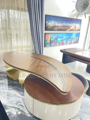 Modern Leaf-Shaped Nesting Center Table Set With Storage Drawers.
