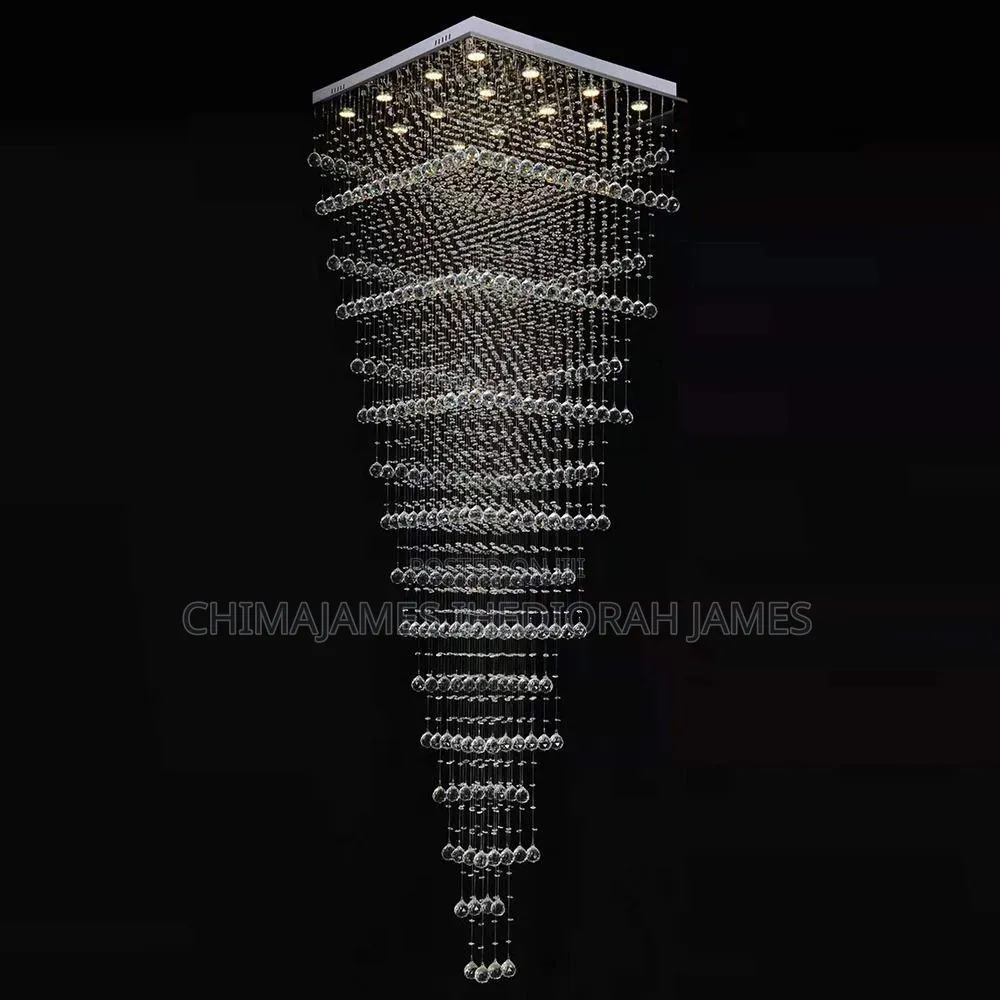 Modern Luxury Spiral Crystal Ceiling Fixture Long Cascading Crystal