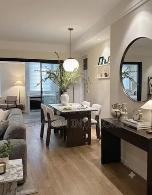Wooden Dining by 6 Marble Top