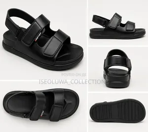 Classic Black Comfort Buckle Sandals