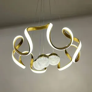 Modern Gold Infinite Led Chandelier With 3 Crystal Drop Balls