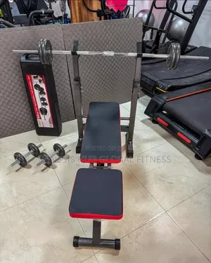 Simple Weight Bench With 50kg Barbell Set