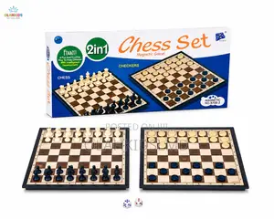 2-in-1 Magnetic Chess Checkers Board Game Set for Kids Adults