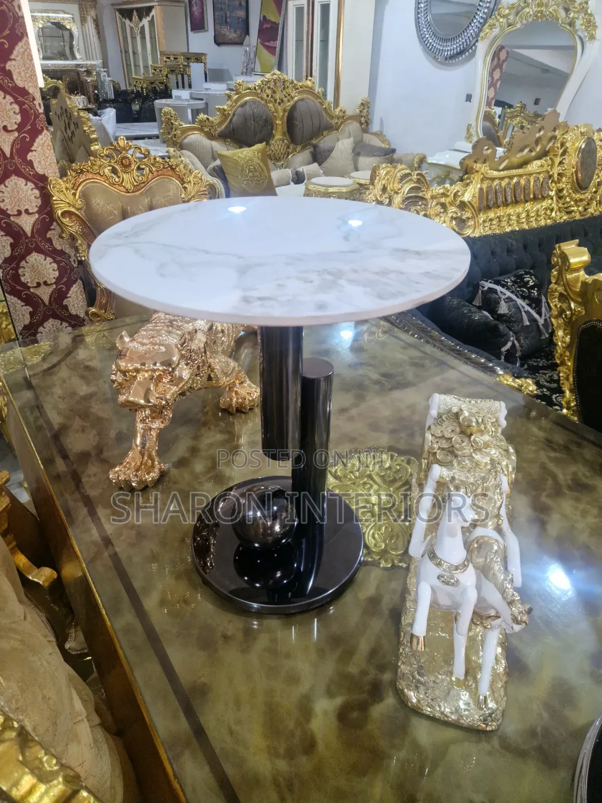 Imported Marble Top Sidestool