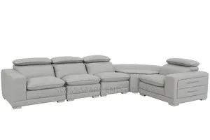 Brand New Luxury L-Shaped Leather Sofa Set – Grey
